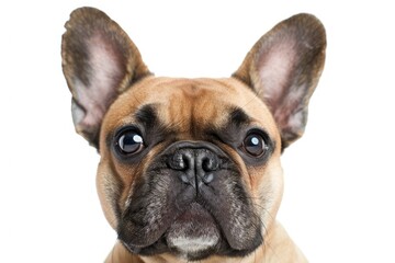 French Bulldog close up on white background