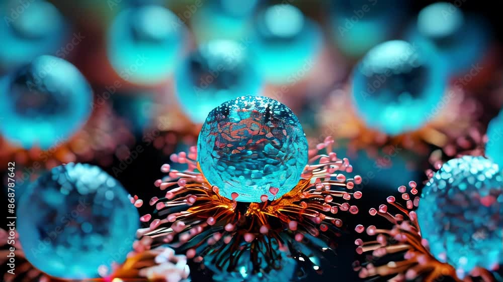 Poster close up under a microscope view of abstract viruses background