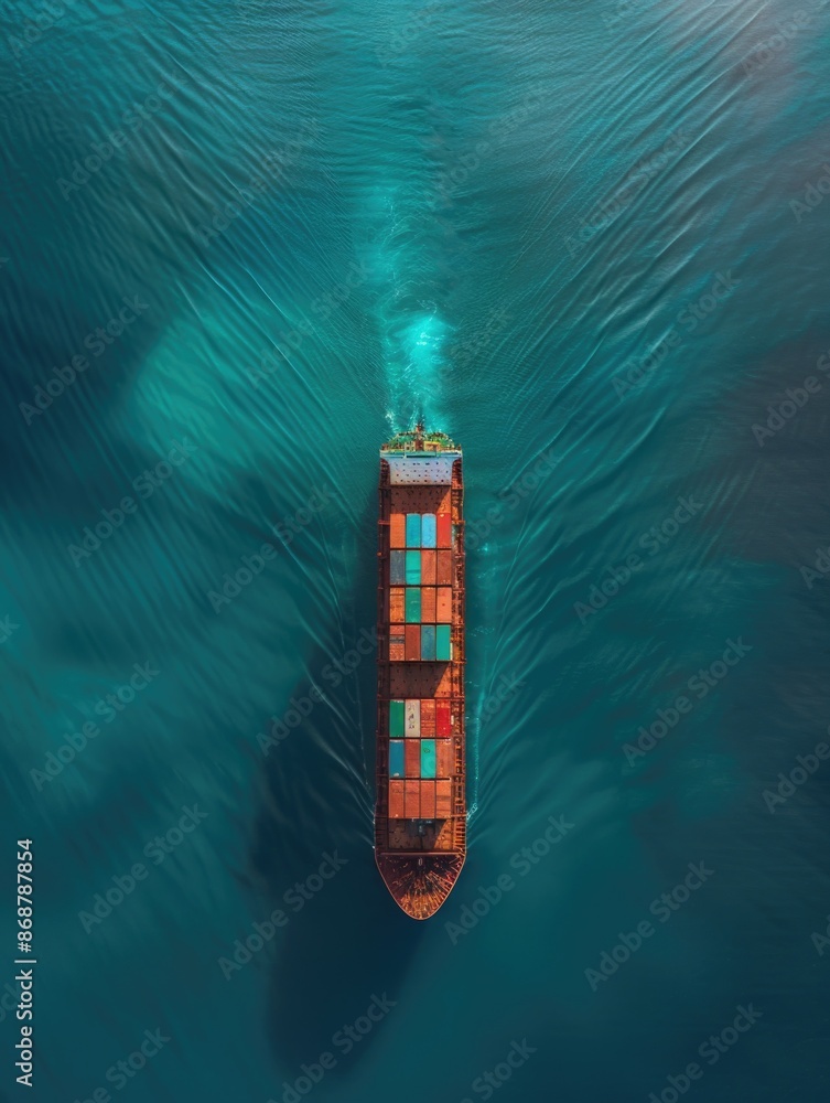 Wall mural container ship at sea