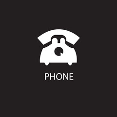 Glyph icon of Telephone in black and white. Pro Vector