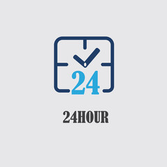 Vector sign which says Open 24 Hours for stores, eateries, other business.
