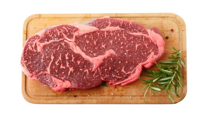 Raw steak meat on white background