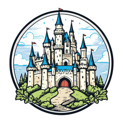 Obraz premium Fairy Tale Castle Vintage Engraved Illustration