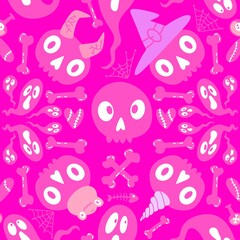 Halloween ghost monsters seamless skulls pattern for wrapping paper and fabrics