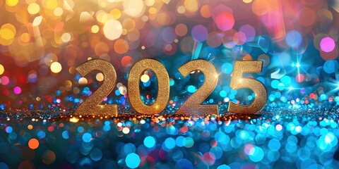 Gold number 2025,"2025" Pop color background