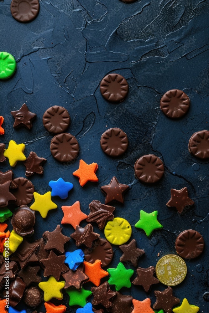 Poster chocolate stars on a table