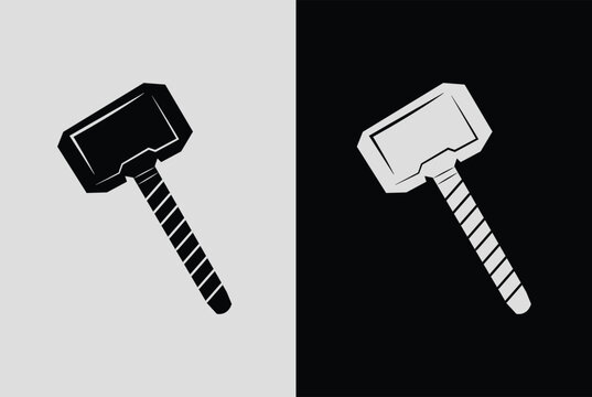 thor hammer multiple color logo design