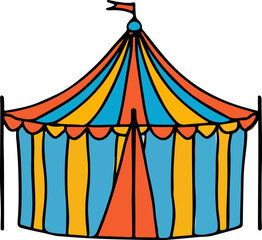 circus tent vector illustration isolated on transparent background. 