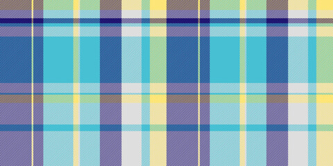 Korean check vector pattern, satin fabric seamless textile. Diverse tartan texture background plaid in gainsboro and cyan colors.