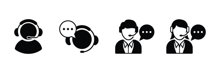Set of Customer support service icons collection. Technical support, call center, hotline, operator, staff, and agent communication symbol. Vector Illustration.