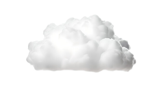 single white fluffy cloud on transparent background