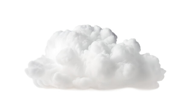 single white fluffy cloud on transparent png background