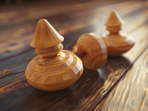 Wooden knobs on table
