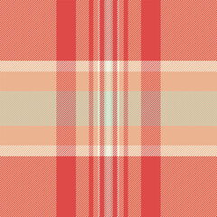 Drapery check fabric seamless, glamour background vector textile. Product texture plaid pattern tartan in orange and red colors.