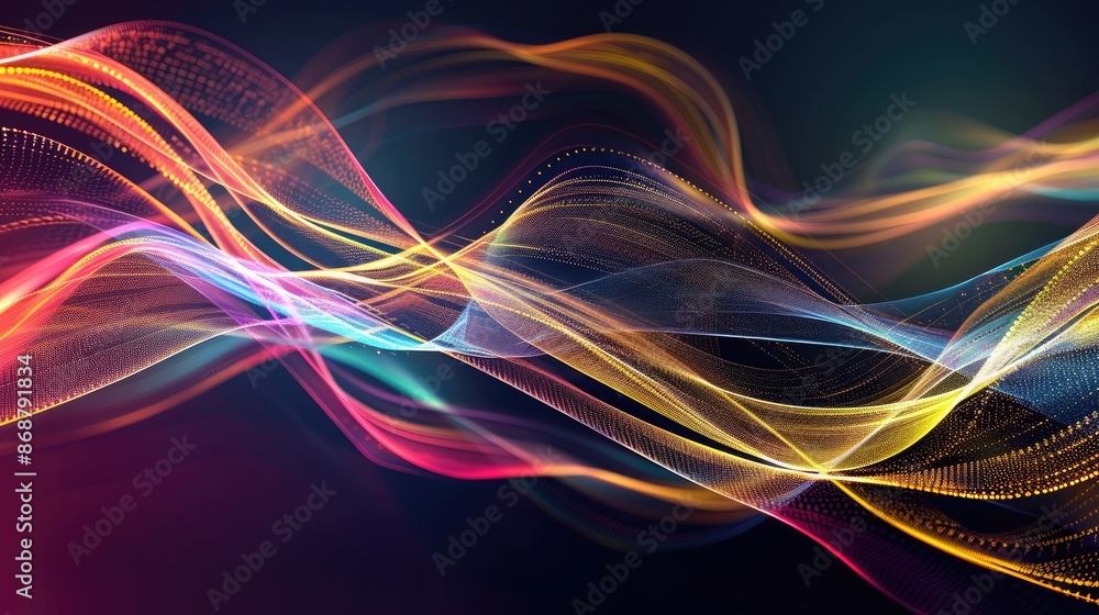 Poster soft focus abstract background with colorful, flowing lines.