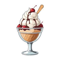 Ice Cream Sundae Hand Drawn Illustration