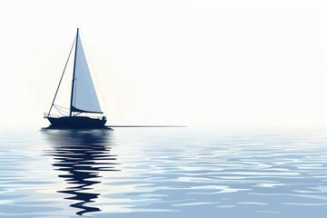 A minimalistic and elegant silhouette of a sailboat gracefully gliding across the surface of the water. Generative AI