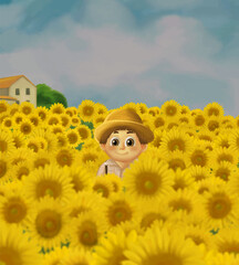 Little flower in a sunflower field