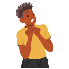 Cartoon Male Character In A Yellow Shirt Shocked And Scared. African American Man Is Scared, Vector Illustration