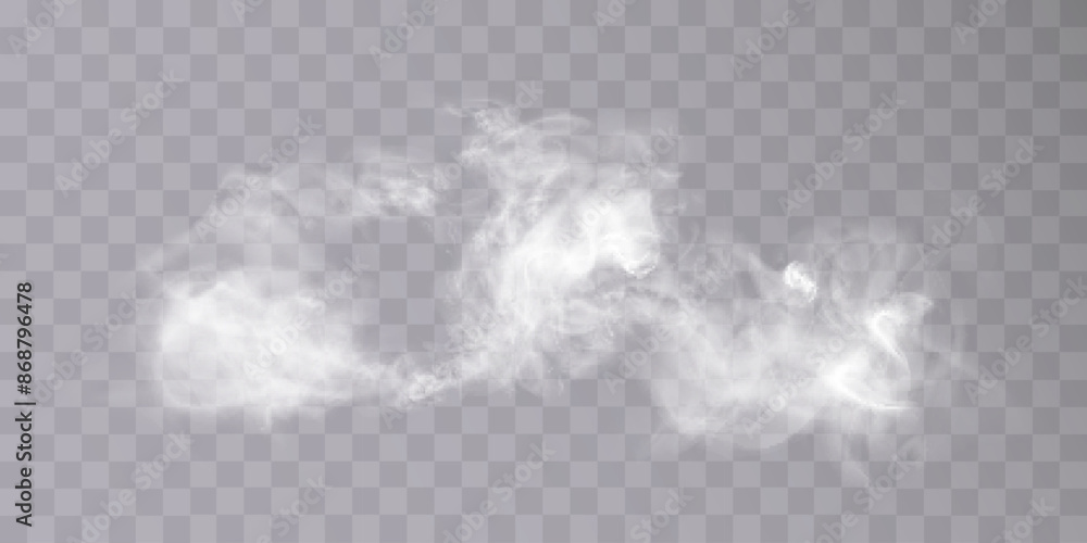 Aufkleber White translucent smoke steam cloudiness fog smog background. Vector special overlay effect isolated on transparent background for web design and illustrations.