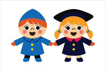 cartoon happy children in graduation vector