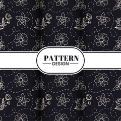 Modern, simple floral pattern design template with vintage luxury style and color palettes