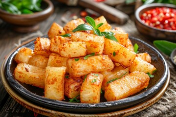 Singkong Goreng a traditional dish from Indonesia popular in the countryside along with rice It is a plate of delicious fried cassava consid