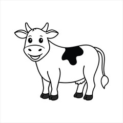 happy cartoon cow vector Line art