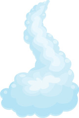 Cartoon smoke steam cloud is rising up on white background