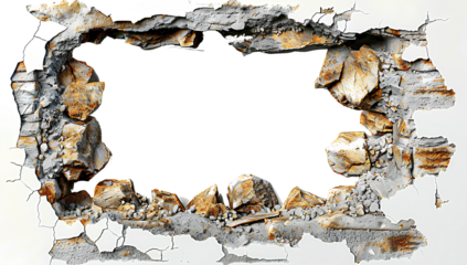 Hole breaking through wooden wall, cut out
