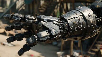 Fototapeta premium Detailed view of ai robot s hand portraying modern artificial intelligence concepts