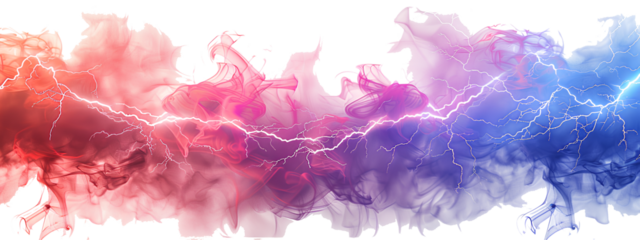 Blue and red electricity isolated on transparent background.
