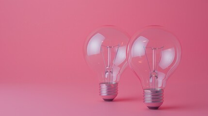 Two light bulbs on pink surface