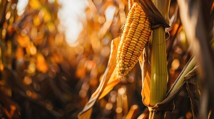 Corn Cob Hanging from Stalk