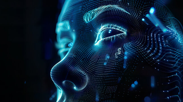 Face recognition biometric system, detailed patterns, sleek modern design,  