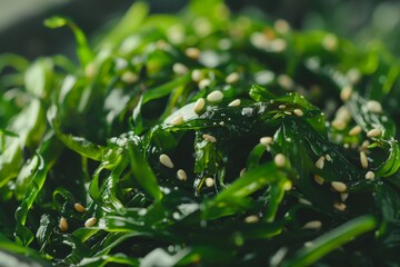 Traditional Japanese food Wakame salad with sesame seeds