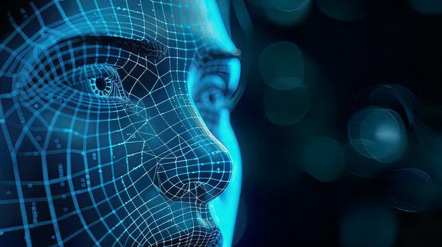 Face recognition for biometric security, detailed patterns, sleek modern design