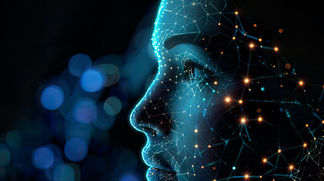 Face recognition for biometric security, detailed patterns, sleek modern design