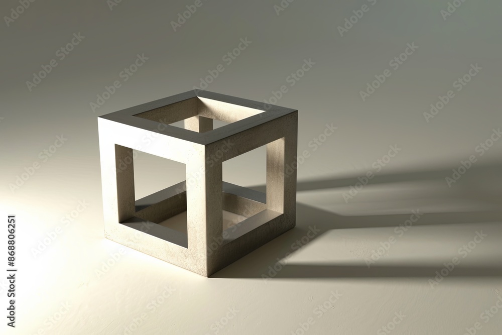 Poster a silver metal cube with sharp edges and a clean design sits on a grey background. generative ai