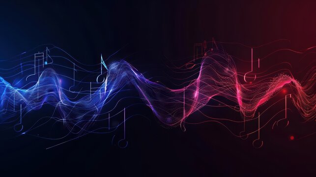 Clean cyber banner showcasing a music splash with sleek lines and glowing elements with copy space