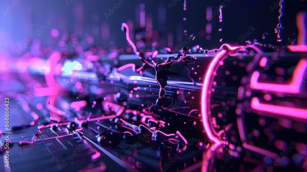Poster clean cyber banner showcasing a music splash with sleek lines and glowing elements with copy space