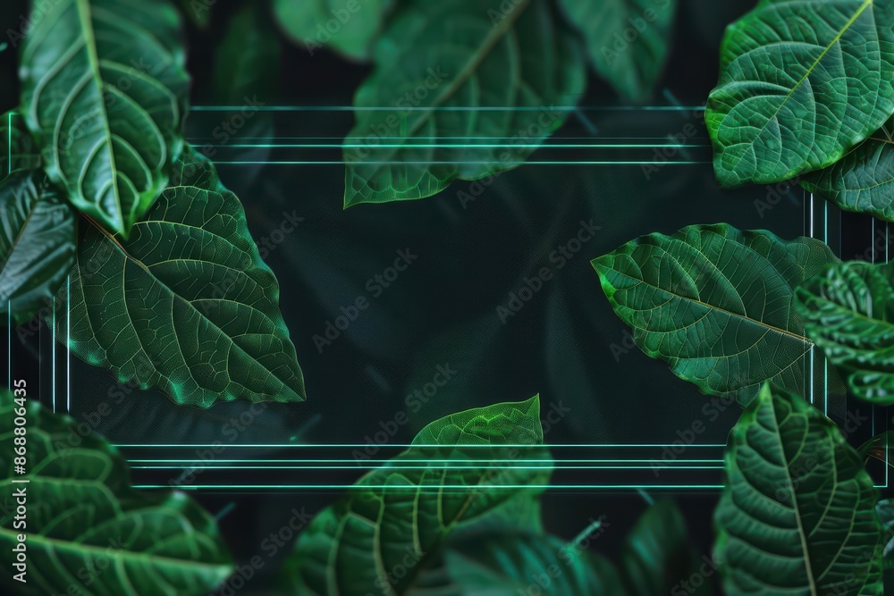 Poster clean cyber banner showcasing a nature splash with sleek lines and glowing elements with copy space