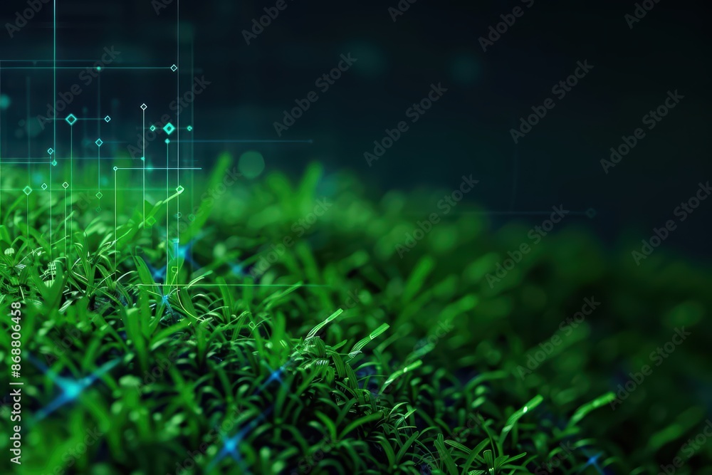 Poster clean cyber banner showcasing a nature splash with sleek lines and glowing elements with copy space