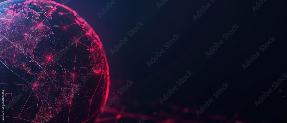 Poster clean cyber banner showcasing a digital globe with sleek lines and glowing elements to symbolize sav