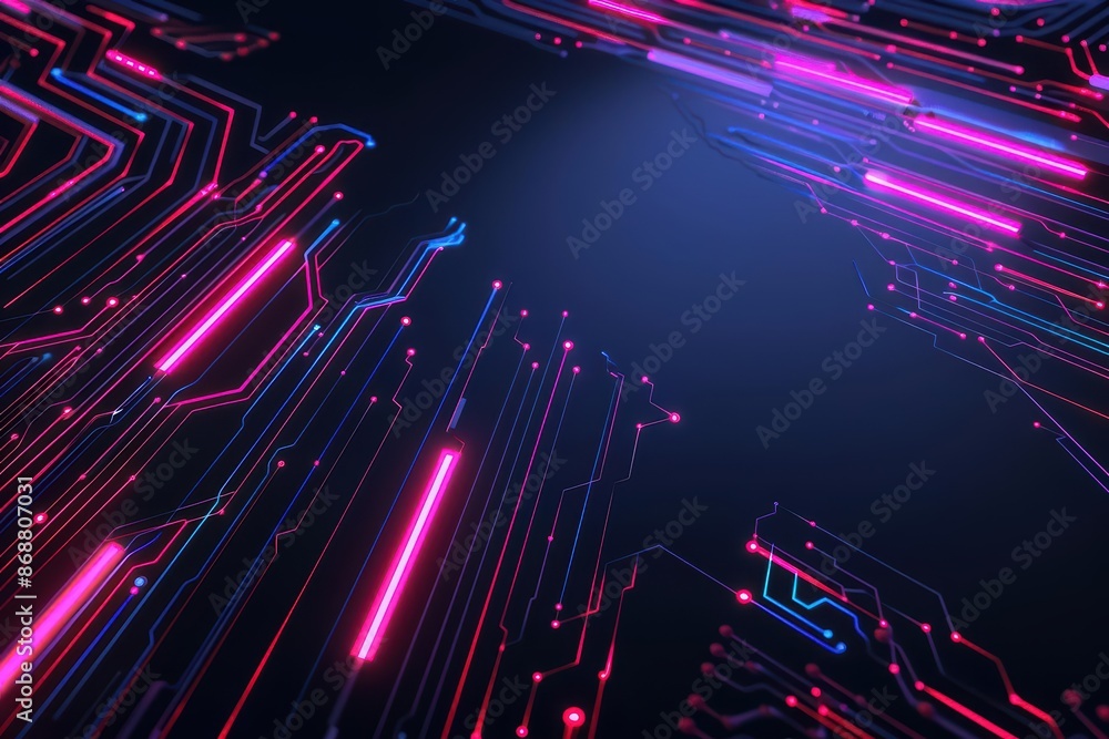 Poster clean cyber banner showcasing a digital pet with sleek lines and glowing elements with copy space