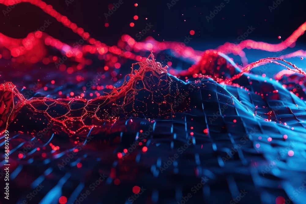 Poster conceptual minimal banner featuring a cyber music splash theme with dynamic digital components with 