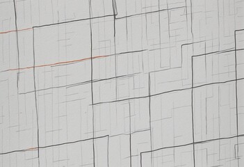 Abstract geometric square grid pattern on wrinkled fabric texture background in old lined notebook design