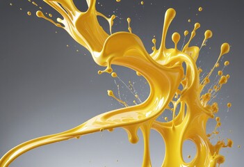 Vibrant 3D Yellow Paint Splash for Modern Abstract Background Design
