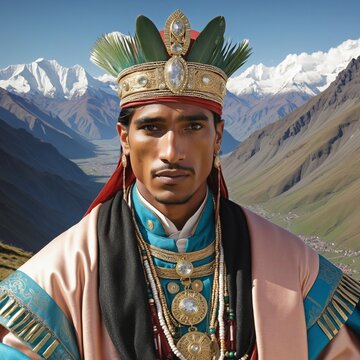Exploring the Alpine Paradise: Inca Emperor Tupac Amaru's Outdoor Portrait in the Andes