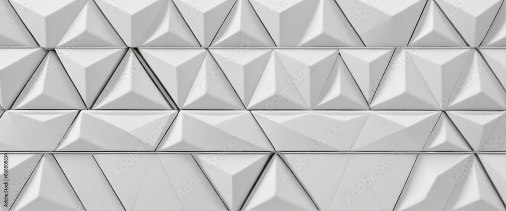 Poster abstract geometric white concrete tile wall texture with triangular design, creating a seamless and 